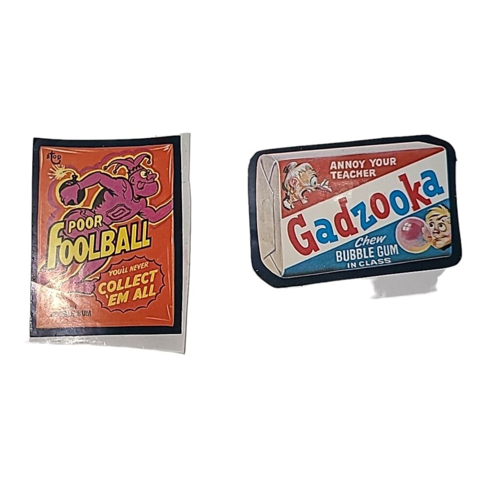 2 Vintage 1970's Topps Wacky Packs Decal Stickers Gadzooka & Foolball *Restored